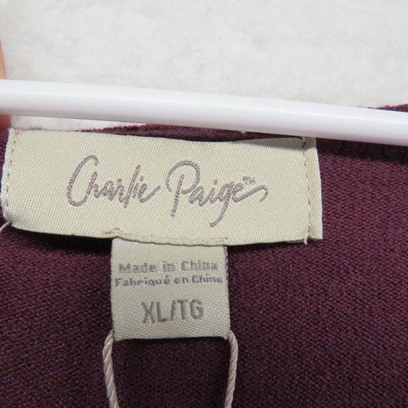 Charlie Paige Dress Womens Size Extra Large Purple  V-Neck Sweater Scallop Hem - Picture 5 of 12